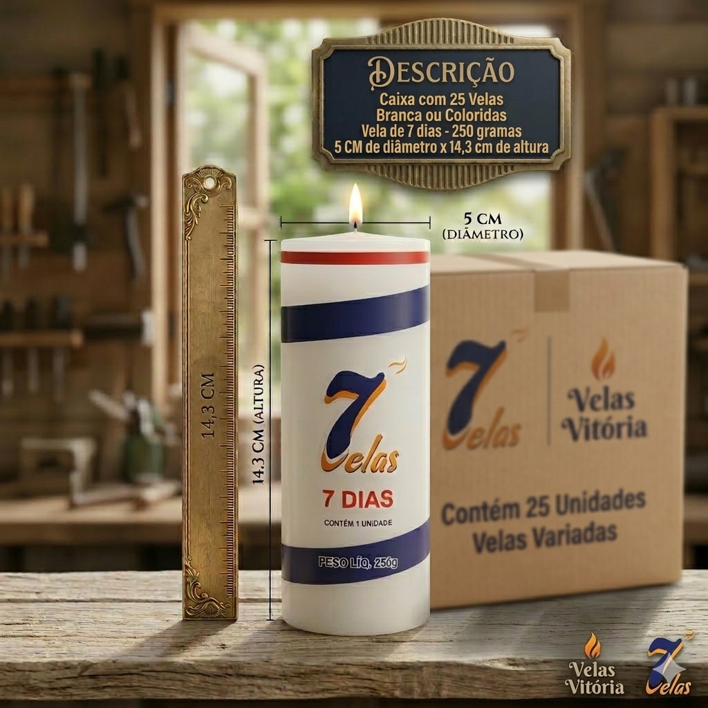 Kit 25 Un Vela De 7 Dias 250 Gr