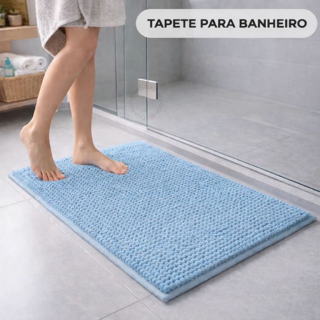 Tapete Banheiro Antiderrapante Microfibra Bolinha Macarrão Várias Cores