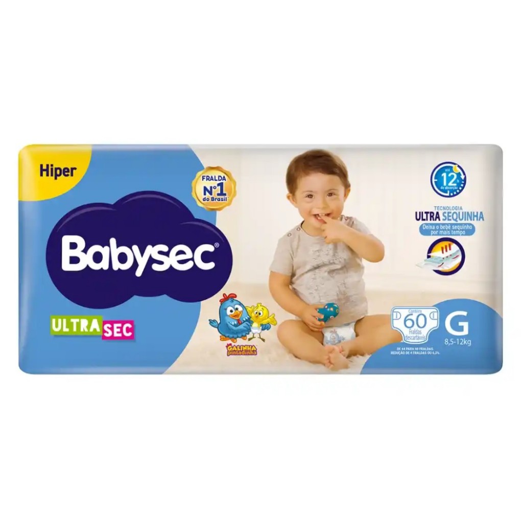 Fralda Babysec Ultrasec Galinha Pintadinha Hiper G 60 unidades