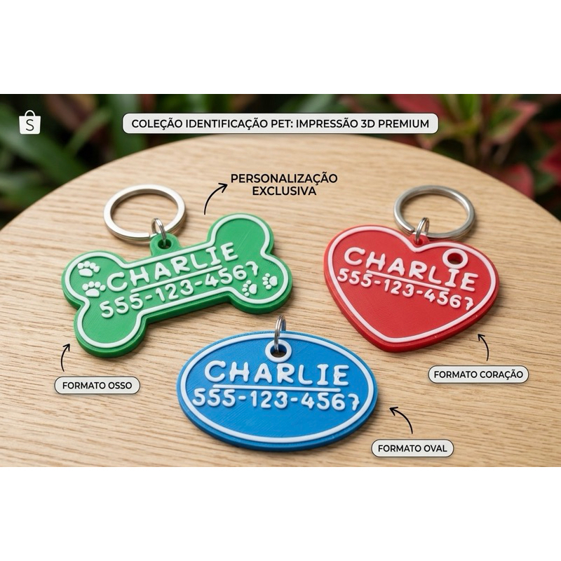 Plaquinha de Identificação Pet Personalizada | Tag para Cachorro e Gato - PROMOÇÃO