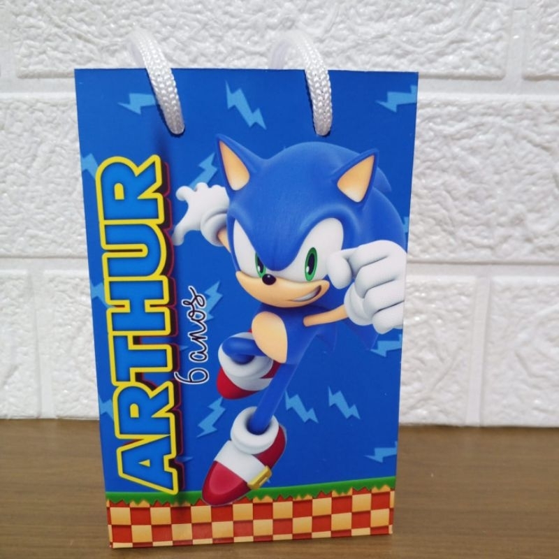 Sacolinha Surpresa Personalizada Sonic – Lembrancinha Festa Infantil Menino - Sacolinha (P)