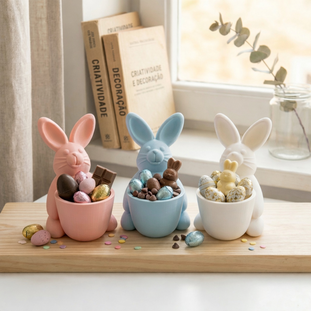 Coelho Porta Chocolate Páscoa Porta Doces Decorativo Porta Treco Coelhinho Pote Chocolate Decoração Páscoa