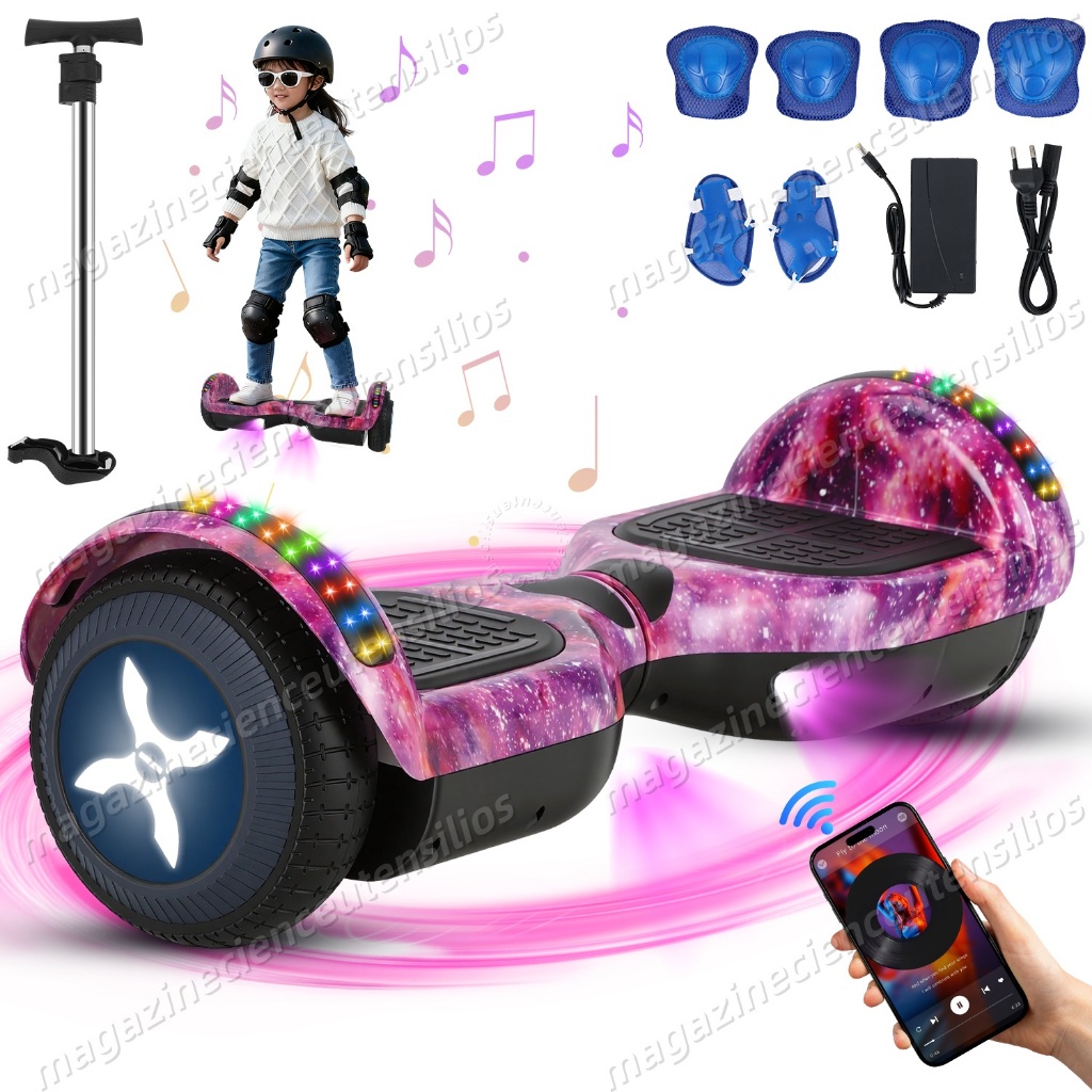 700W Hoverboard Elétrico Skate Kit Acessórios Com Bluetooth E Led Rosa em Oferta na Shopee