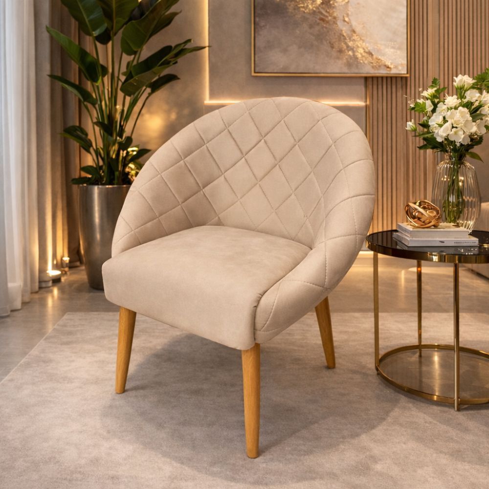 Poltrona Decorativa Ibiza Em Veludo – Versatilidade e Elegância para Qualquer Ambiente Veludo Claro