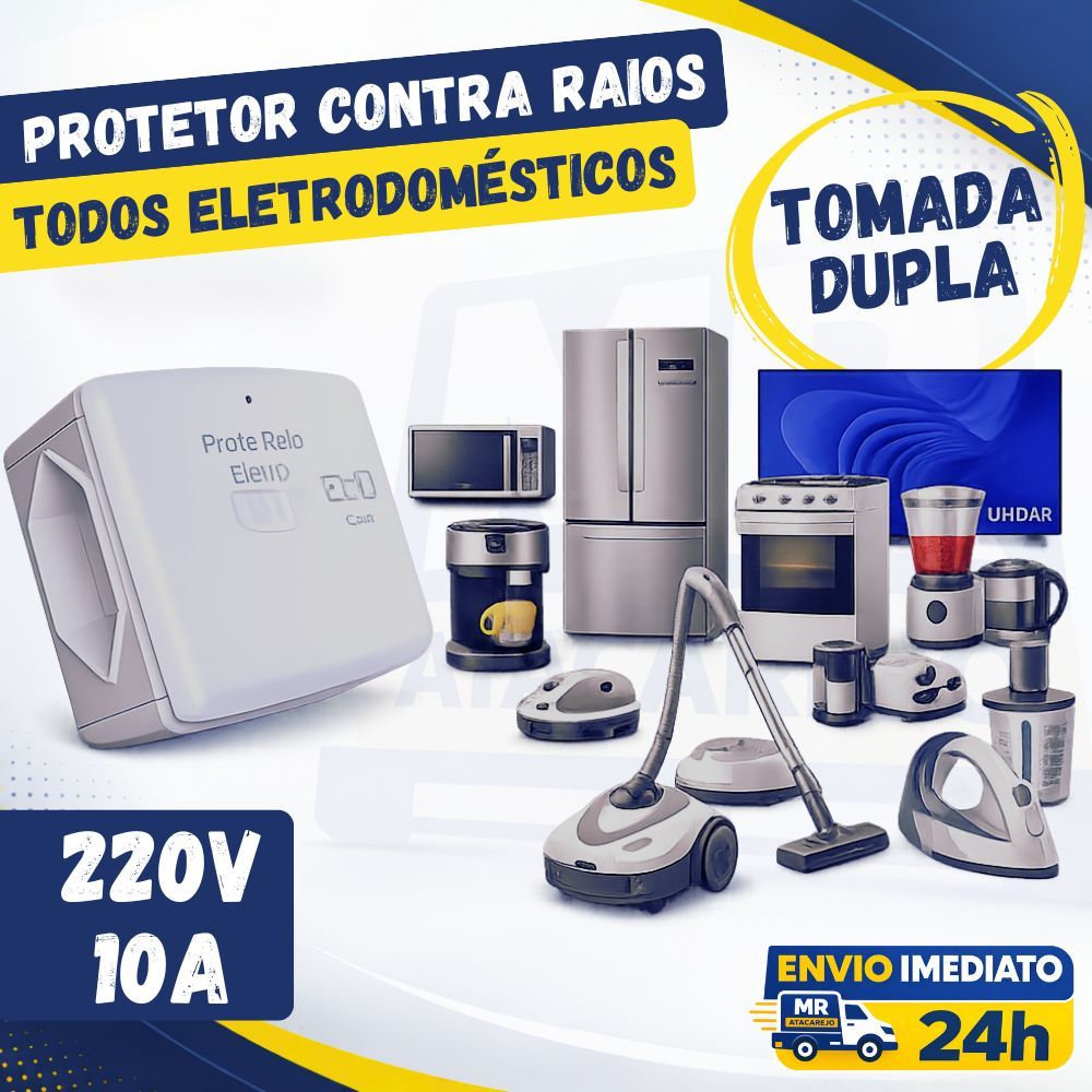 Protetor Contra Raios Surtos Picos 220V Eletrodomésticos TV Geladeira Notebook Airfryer Micro-ondas