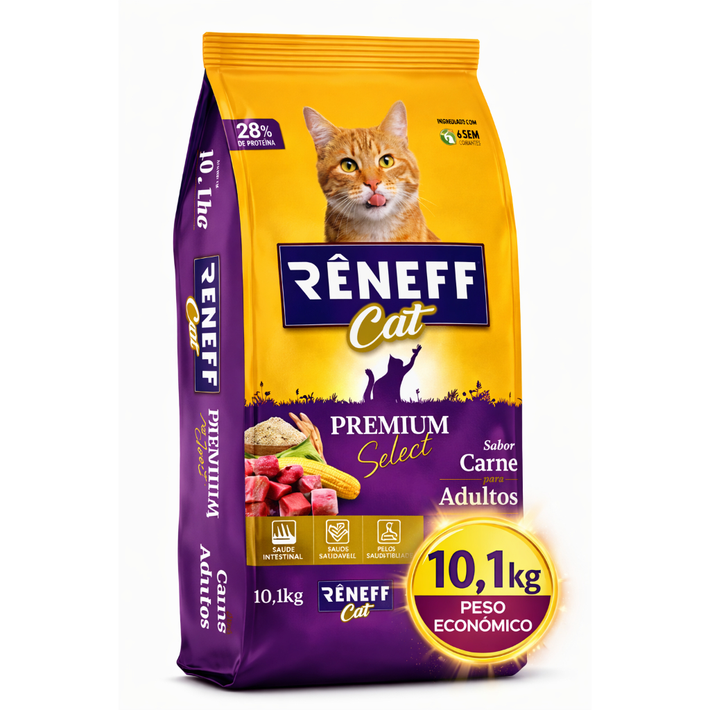 Ração Para Gatos Rêneff Cat 10,1kg Premium Select Carne Alta Digestibilidade Ótimo Custo Benefício