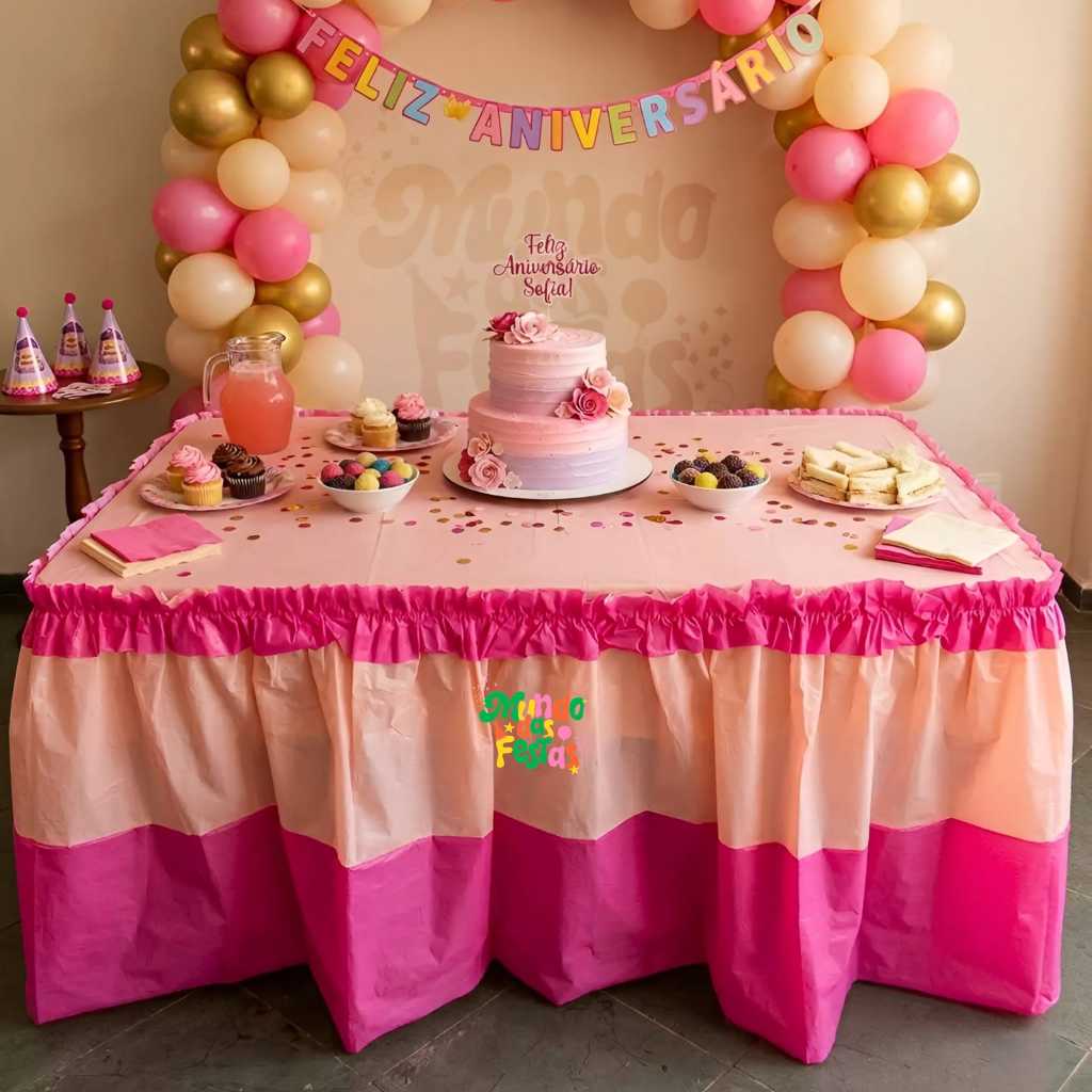 Toalha de Mesa Decorativa com Saia Franzida e Babado em TNT – Ideal para Festas e Eventos – Várias Cores em Oferta na Shopee