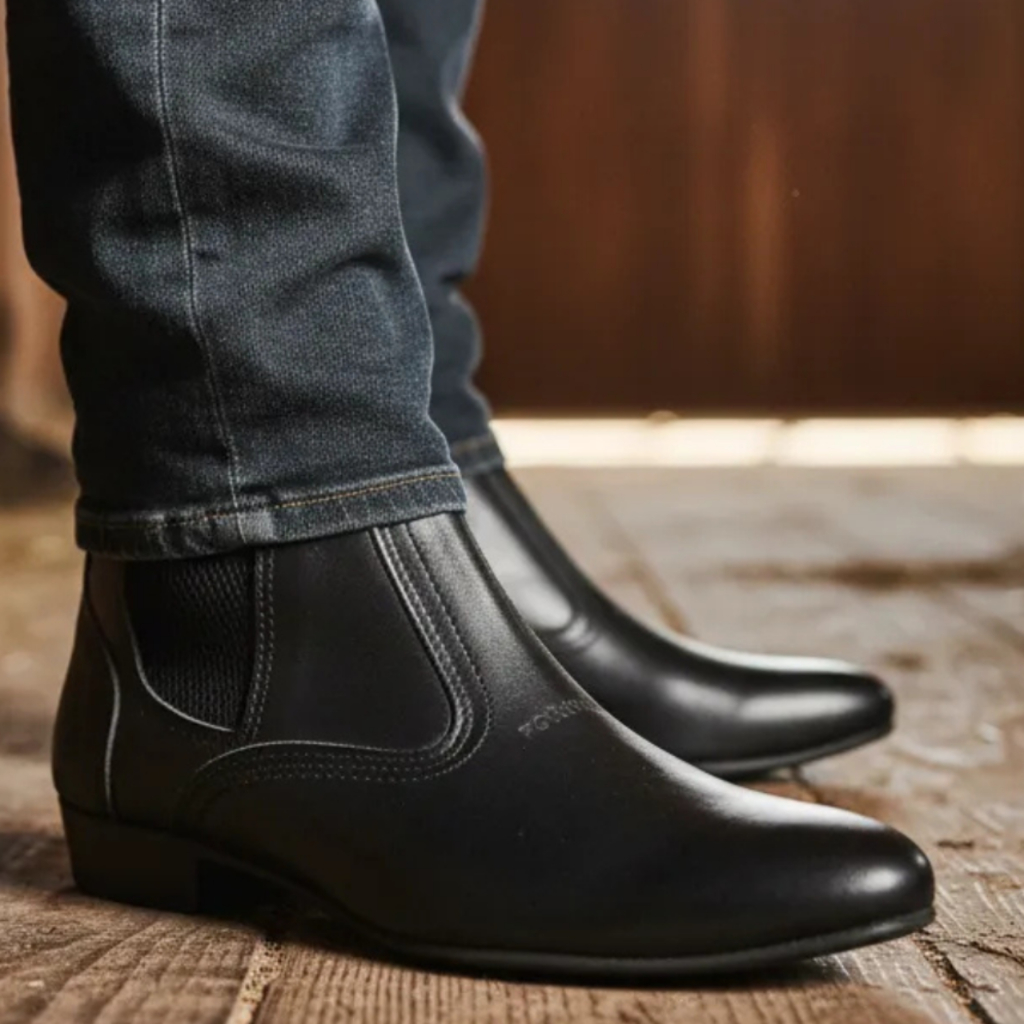 Bota Masculina Vaquejada Montaria Botina Couro Legitimo Solado Costurad Botinha Marca Campolina 2433
