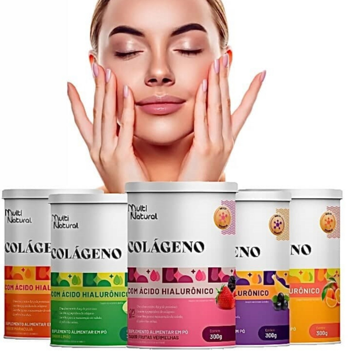 Colágeno Hidrolisado Com Ácido Hialurônico Vitamina C Rico em Biotina Sabores 300g Multi Natural