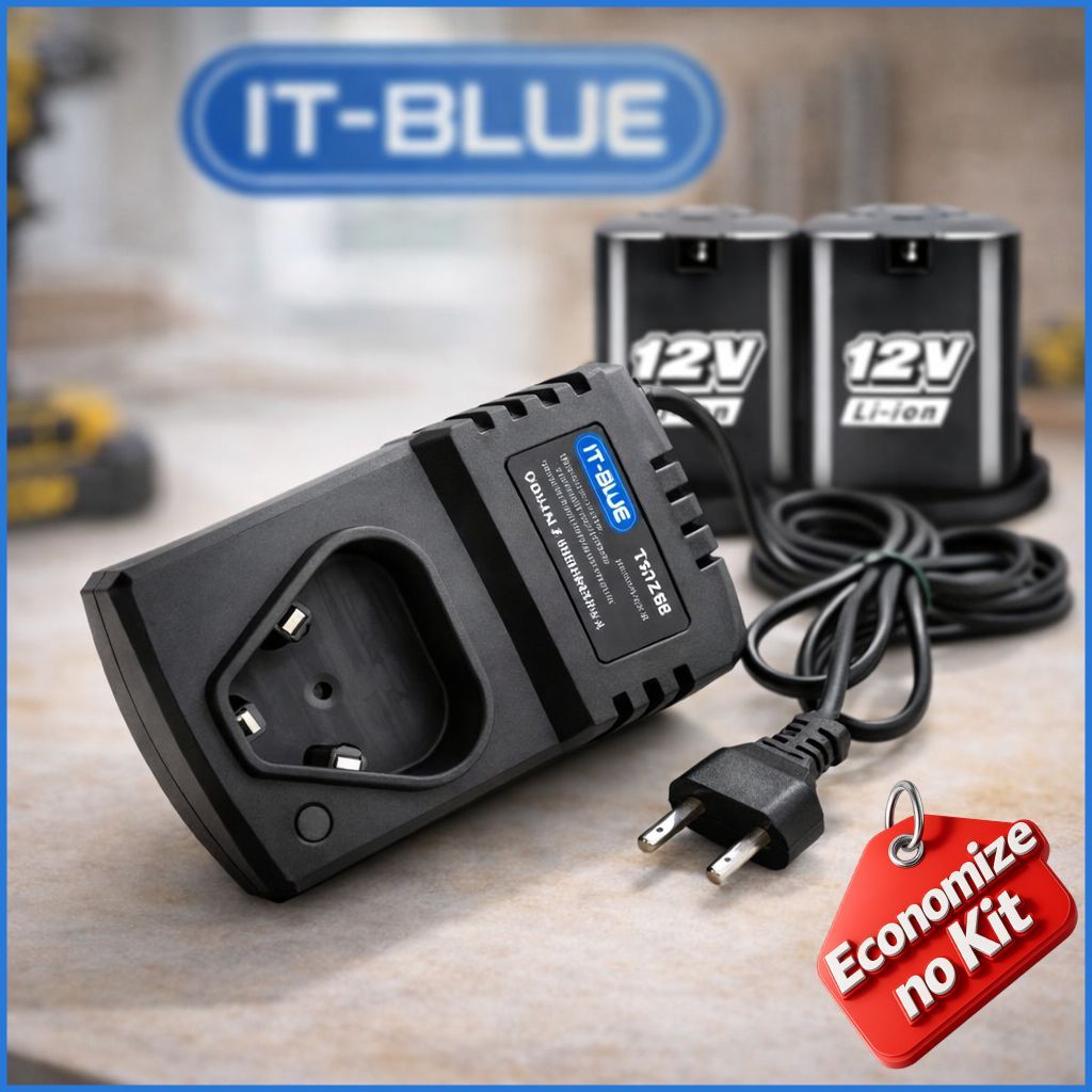 Carregador de Bateria 12V Bivolt para Parafusadeira Furadeira ItBlue com LED
