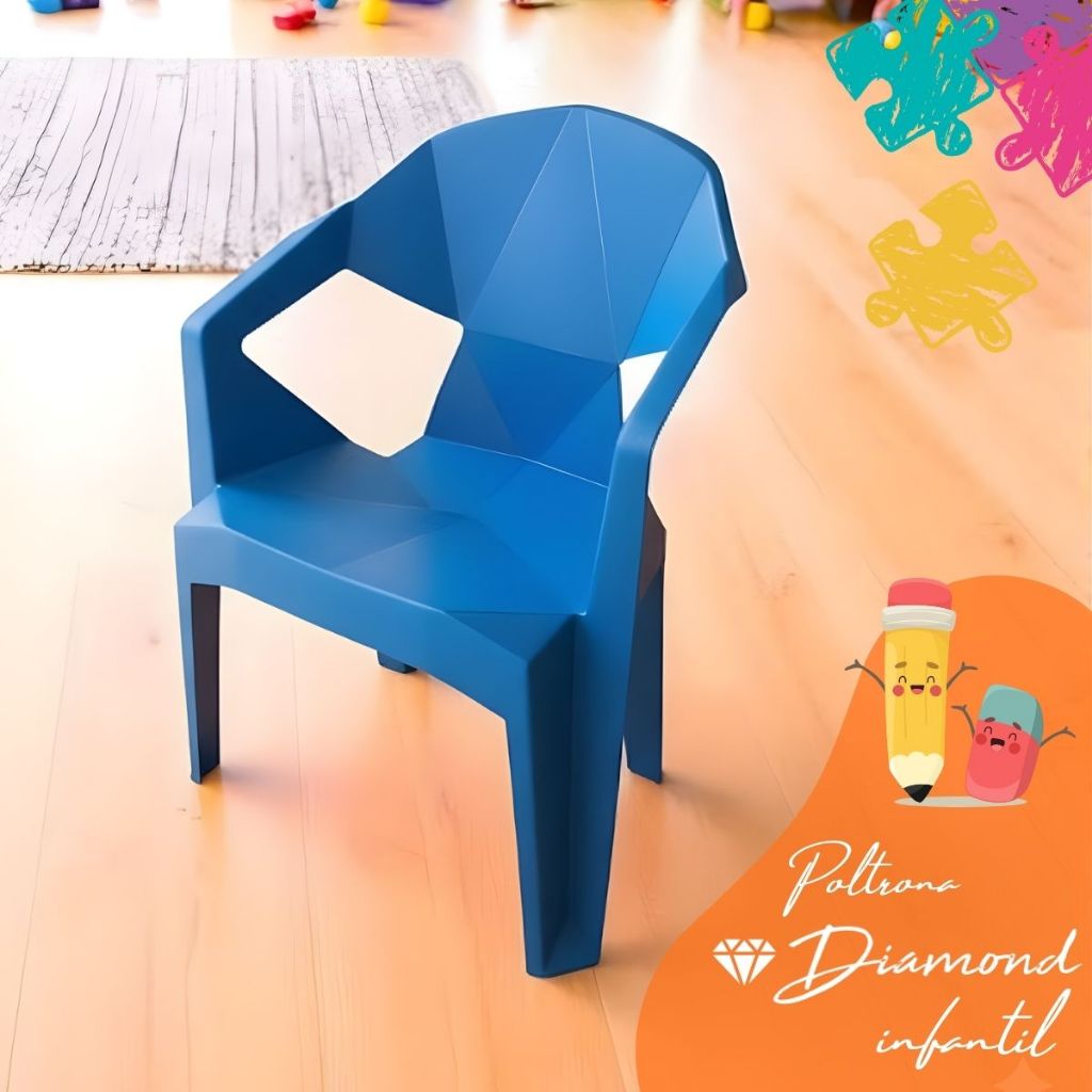Mini Poltrona Infantil Diamond Plástica Resistente de Plástico - Cadeirinha para Criança até 60kg