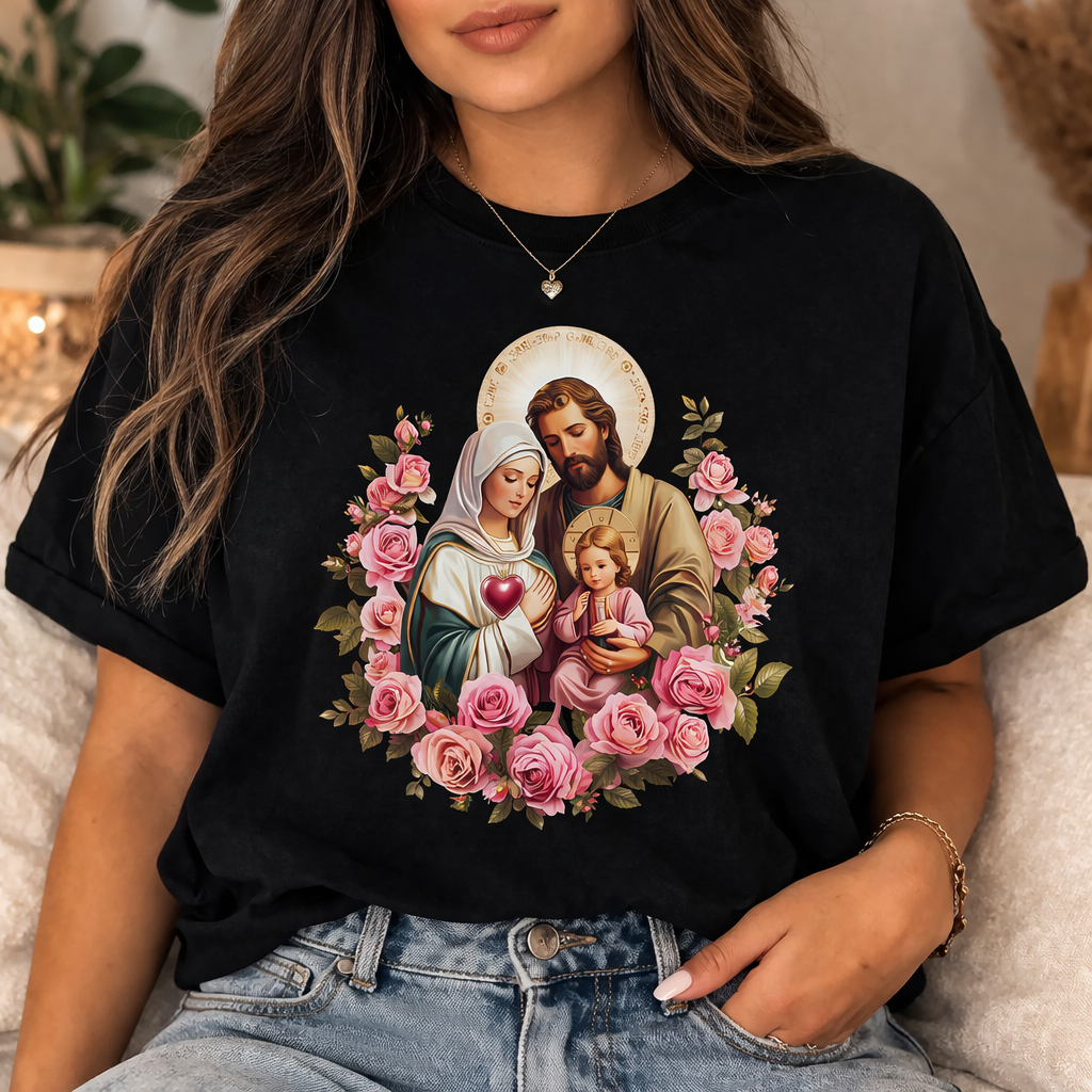 Camisa Camiseta Feminina Blusinha Cristâ Religioso Sagrada Familía de Jesus Oferta Lançamento