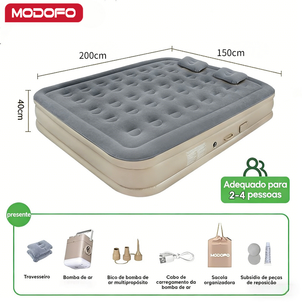 MODOFO Colchão Inflável Automático solteiro/Queen/King Colchão Casal inflável Com Bomba Embutida Camping Equipment Cinza em Oferta na Shopee