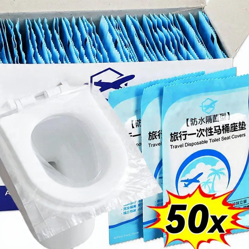 Kit 50 Protetores Assento Sanitário Descartável Plástico Privada Folha Forro Bacia Banheiro Público