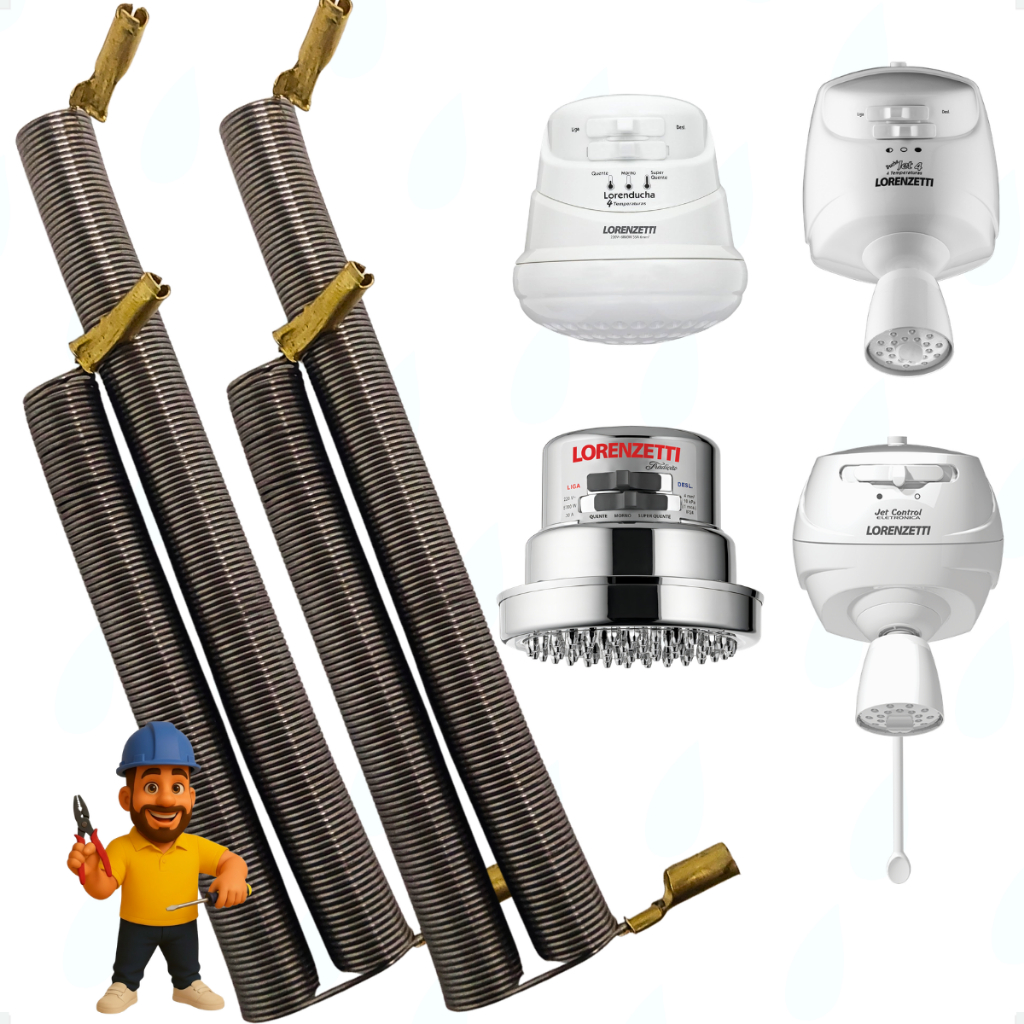 Kit 2 Resistência Tradição Loren Ducha Jet Set Satisfaction Jet Control Multitemperaturas 6800w 220v
