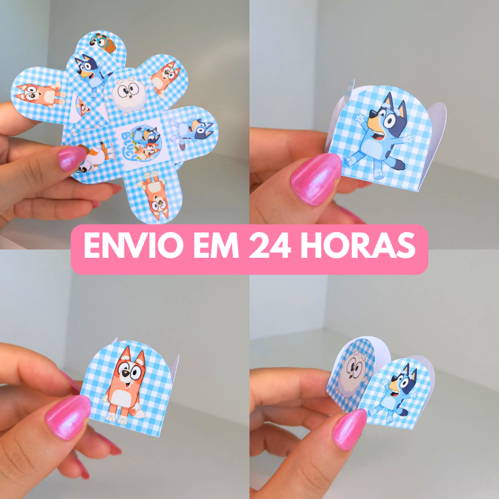 Forminha de Doces Bluey Menino Personalizada no Tema / Docinhos / Lembrancinha de Festa / Aniversário / Infantil