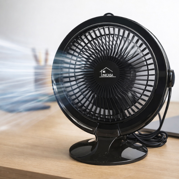 Mini Ventilador De Mesa Preto Portátil USB 180º Silencioso Compacto Ventilação Refrescante Funcional