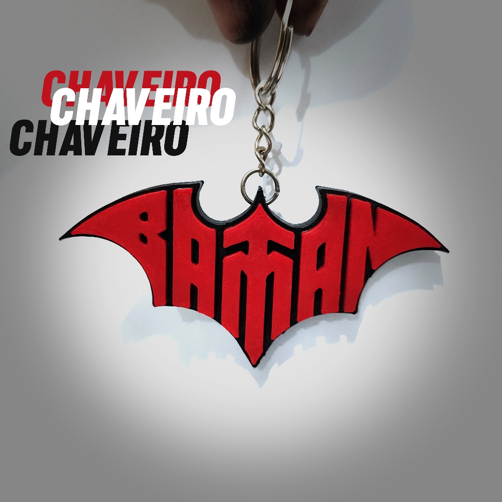 Chaveiro Batman Símbolo Logo - Preto e Vermelho Impressão 3D Exclusivo Geek Presente Nerd DC Comics