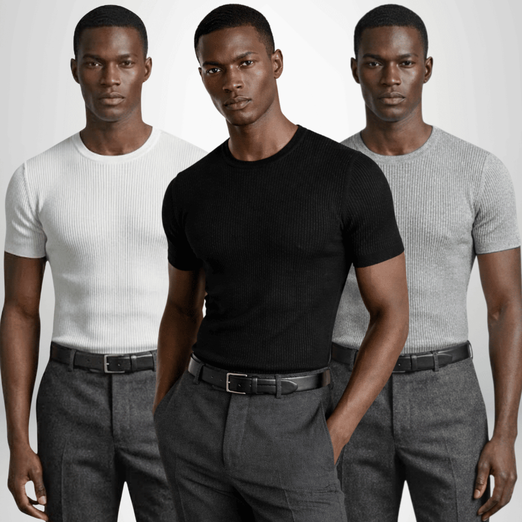 Kit 3 Camisetas Masculinas Canelada Americana Slim Ribana Premium
