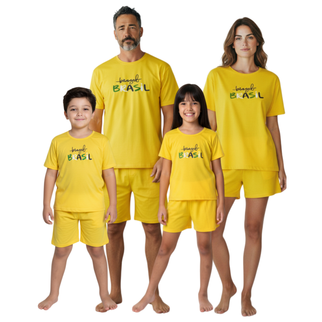 Pijama Família Brasil Kit Combinando Conforto Fotos Compre Separadamente