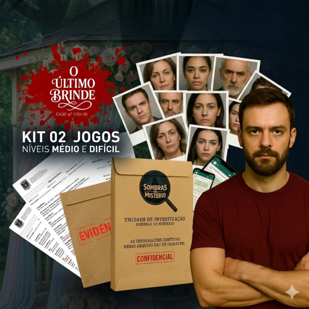 Kit Duplo Jogo Detetive Investigação Sombras do Mistério Daniel Collin & O Último Brinde