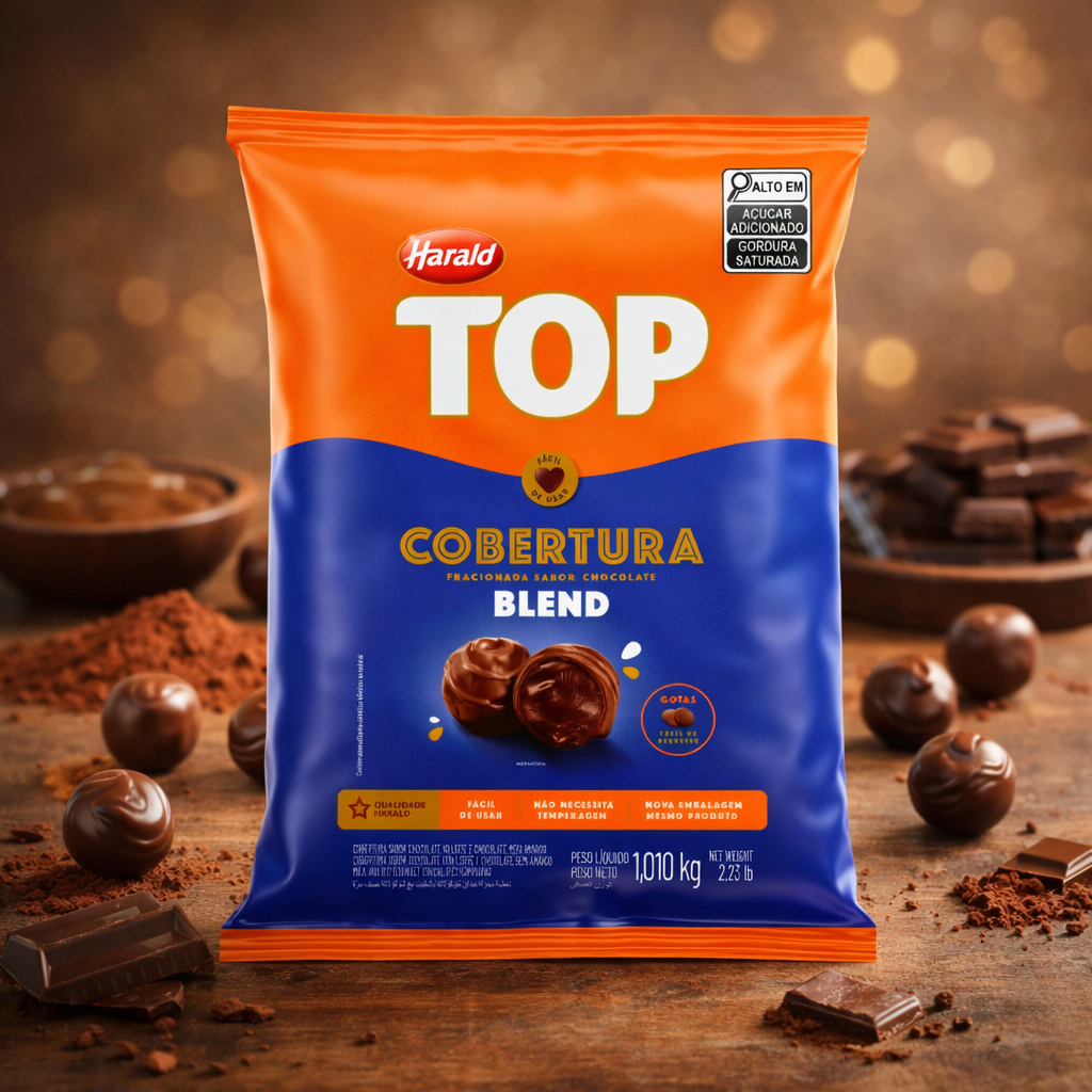 Chocolate Harald Gotas Cobertura Top Blend 1,010Kg em Oferta na Shopee