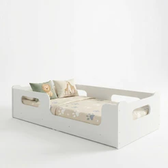 Mini Cama Infantil Encanto Modelo Montessoriano Branco Em MDF - AV