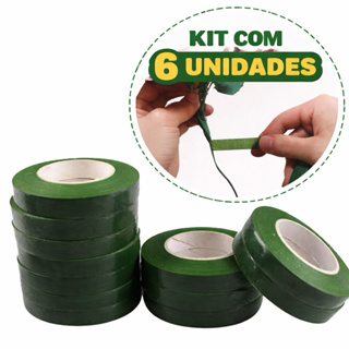 Kit com 6 rolos de fita floral verde - 27 metros cada rolo em Oferta na Shopee
