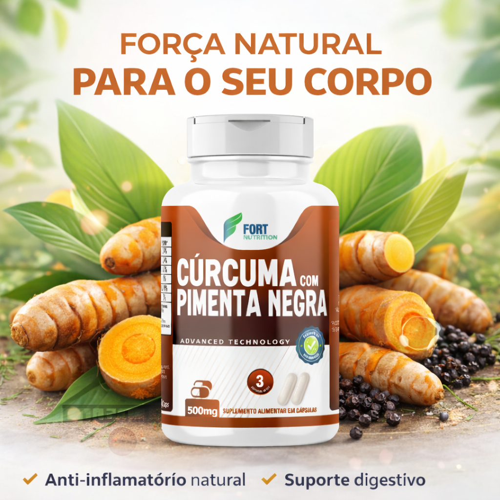 Cúrcuma com Pimenta Negra Cápsulas 500mg Produto natural Auxilia Articulações, Digestão Bem-Estar em Oferta na Shopee