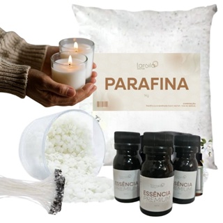 Kit Completo para Produção de Velas Artesanais - 1k Parafina + Essência Premium 30ml + 25 Pavios com Ilhós 2mm em Oferta na Shopee