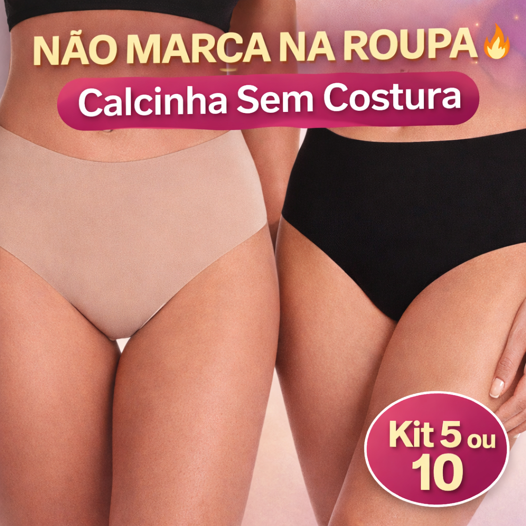 Calcinha Sem Costura Cós Alto Kit 5 ou 10 | Invisível Não Marca Roupa | Corte a Laser Feminina