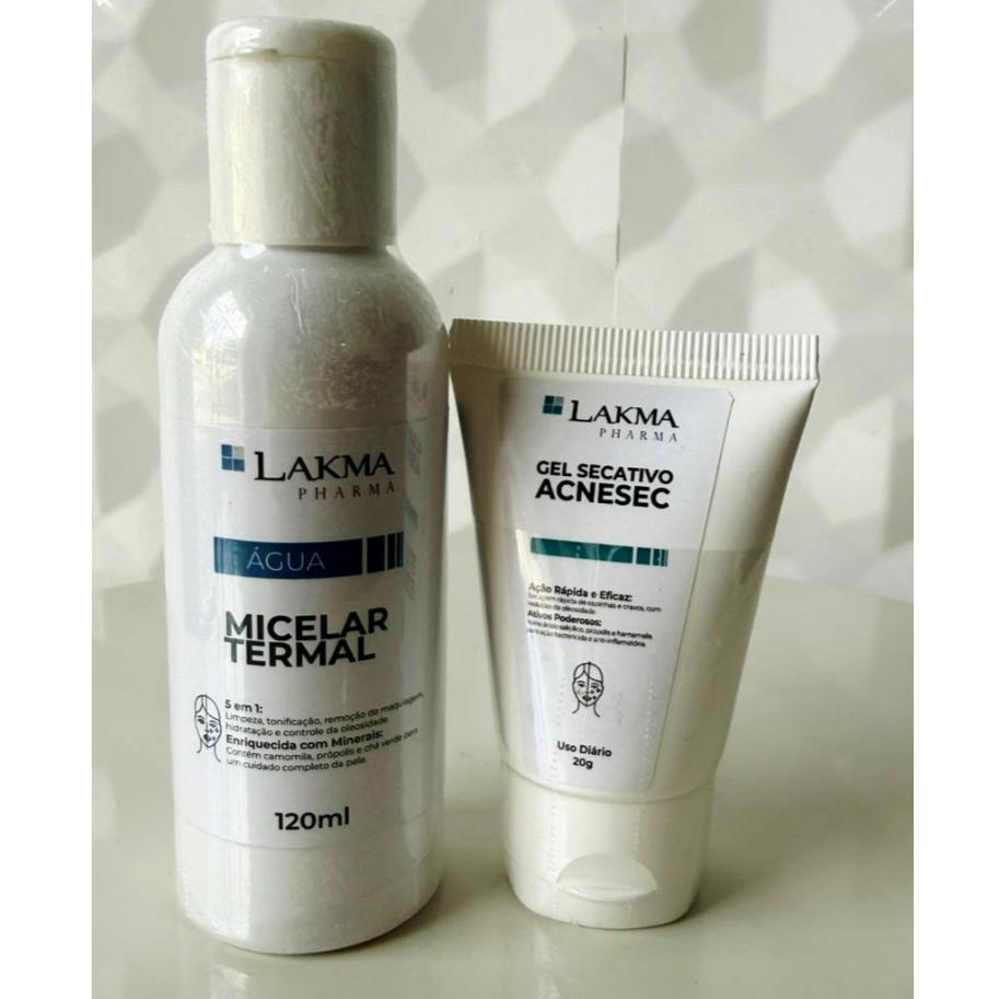 Kit para Peles Oleosas e Acneicas Lakma (Gel Secativo Acnesec 20g + Agua Micelar Termal 120ml)