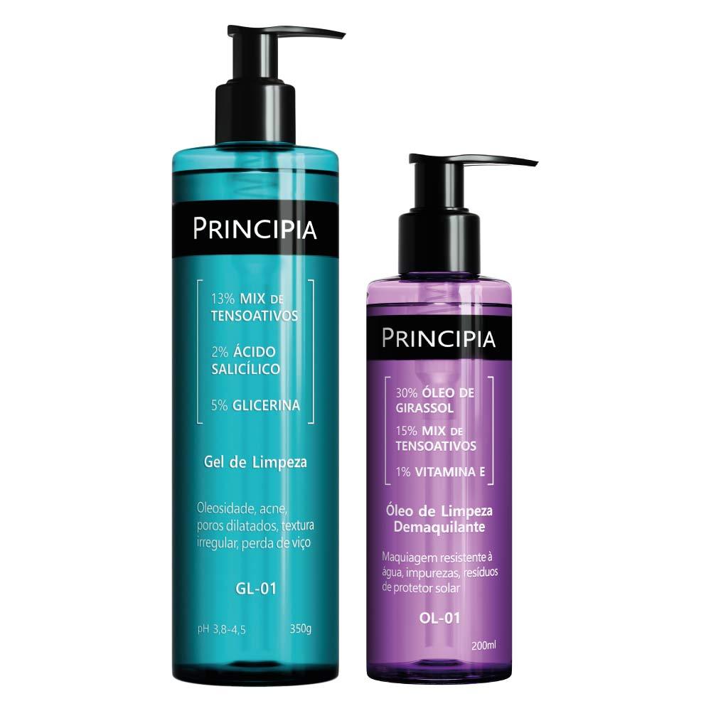 Principia Kit Limpeza Profunda Anti Acne Gel de limpeza GL-01 + Oleo de Limpeza OL-01