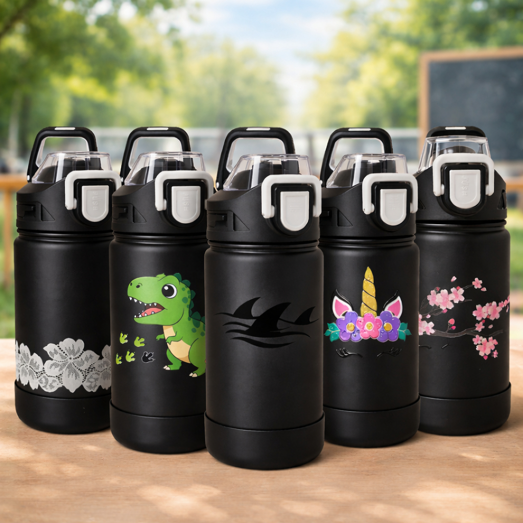 Garrafa Térmica Inox Infantil 350 ml – Base de Silicone Tampa Antivazamento Dryz Botão de Destravar em Oferta na Shopee