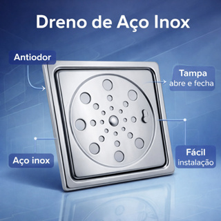 Grelha Ralo Quadrado 10x10 + Porta Grelha Caixilho Inox em Oferta na Shopee