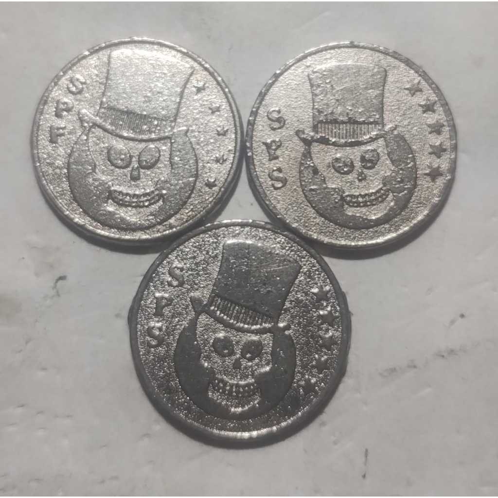 3 FICHAS CASSINO AMERICANO - USA - METAL NIQUEL USADAS*