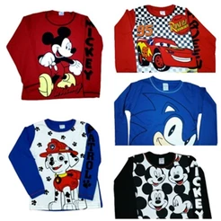 Blusa infantil manga longa comprida meia estação menino 100% algodão personagem infantil