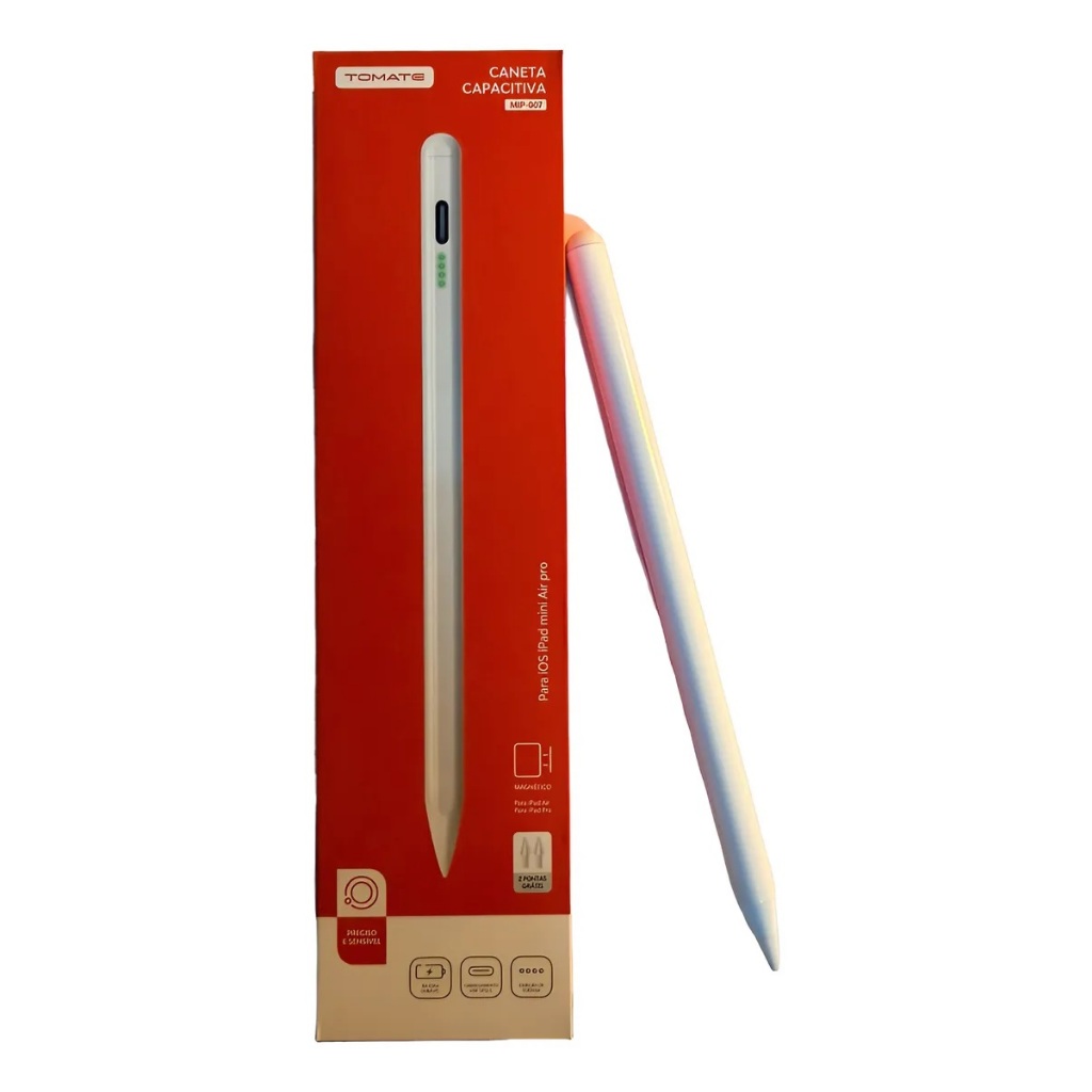 Caneta Capacitiva Touchscreen Ponta Fina Desenho Escrita Para Apple IPad IOS Tomate MIP-007 BRANCA - ENVIO IMEDIATO