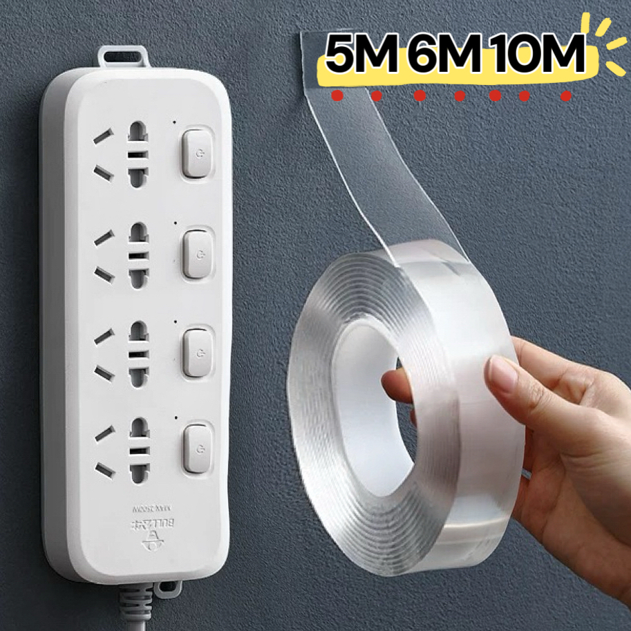 Fita Adesiva Reutilizável Fita Magica Dupla Face Super Forte Lavável Gel Auto Colante 5M/6M/10M