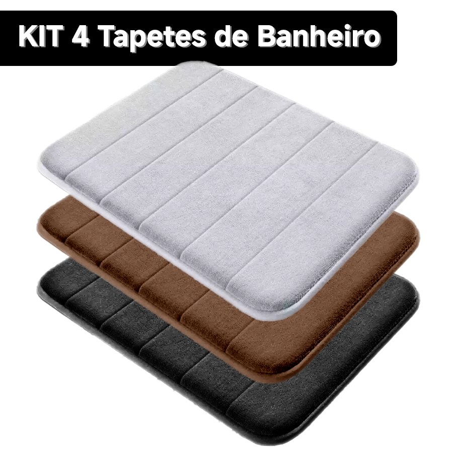 KIT 2/4 Tapetes de Banheiro Soft Macio Secagem Rápida 60x40cm Antiderrapante absorvente