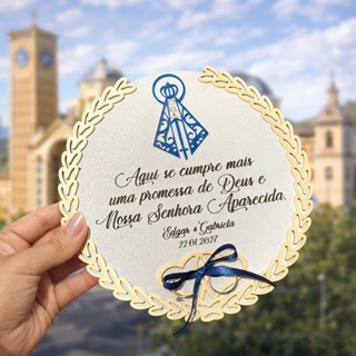 Porta Alianças Personalizado - Nome do Casal e Data - Nossa Senhora Aparecida Único em Oferta na Shopee