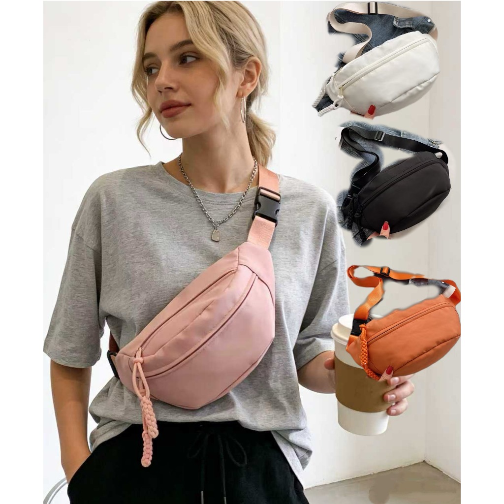 Pochete Crossbody Unissex Impermeável Compacta Leve e Funcional Perfeita para o Dia a Dia e Viagens cor bege em Oferta na Shopee