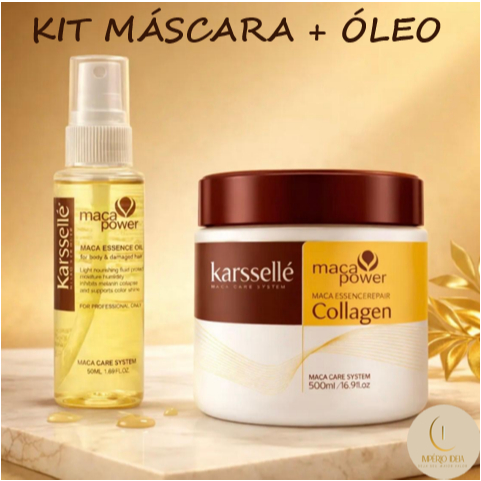 ✨ KIT PERFEITO – Máscara de Hidratação 500ml + Óleo de Argan 60ml - Karssellé✨ em Oferta na Shopee