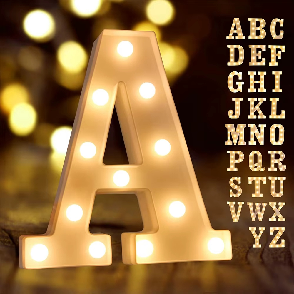 Letra e Numero de LED Luminária 3D 21CM para Decoração de Festas, Casamentos e Aniversários.
