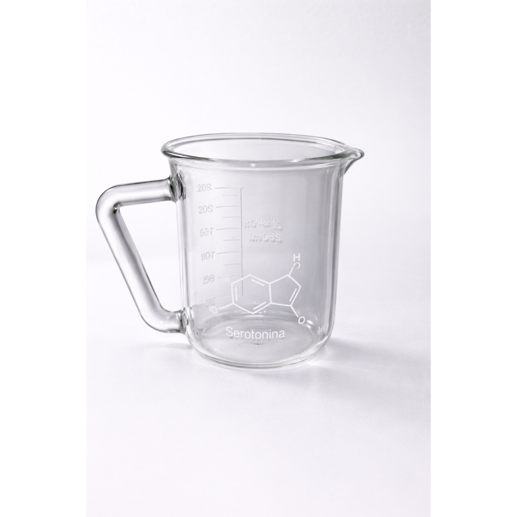 Caneca De Café 250ml Estilo Becker Vidro Estampa Serotonina