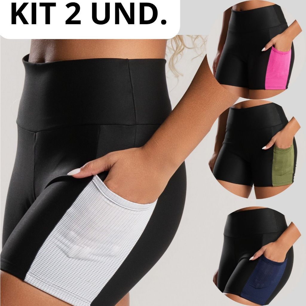 KIT 2 Shorts Academia Zero Transparência Fitness Legging Esportiva Corrida Treino Confortável
