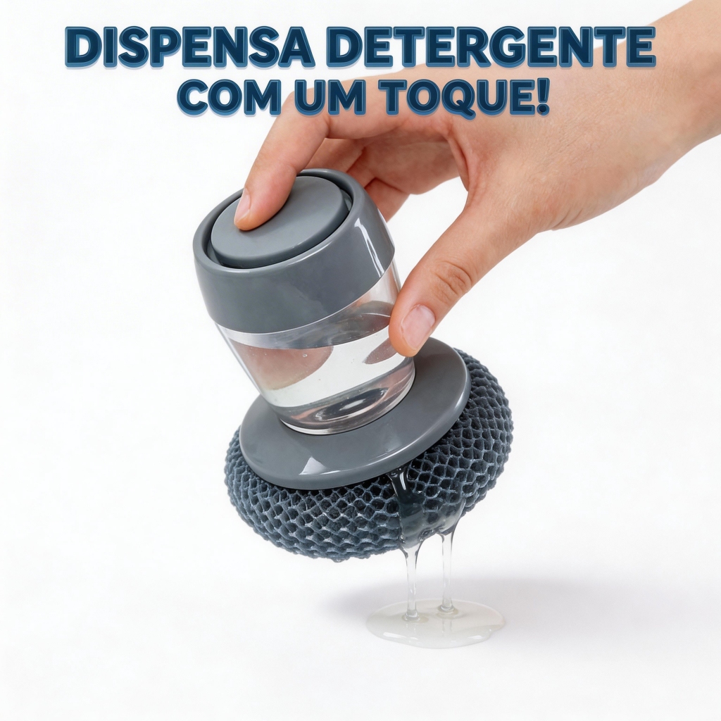Escova de Limpeza com Dispenser de Detergente, para Panela, Fogão e Cozinha