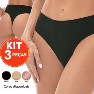 KIT 3 Calcinhas Fio Dental Cos Largo  Zee Rucci Microfibra em Poliamida Sem Costura em Oferta na Shopee