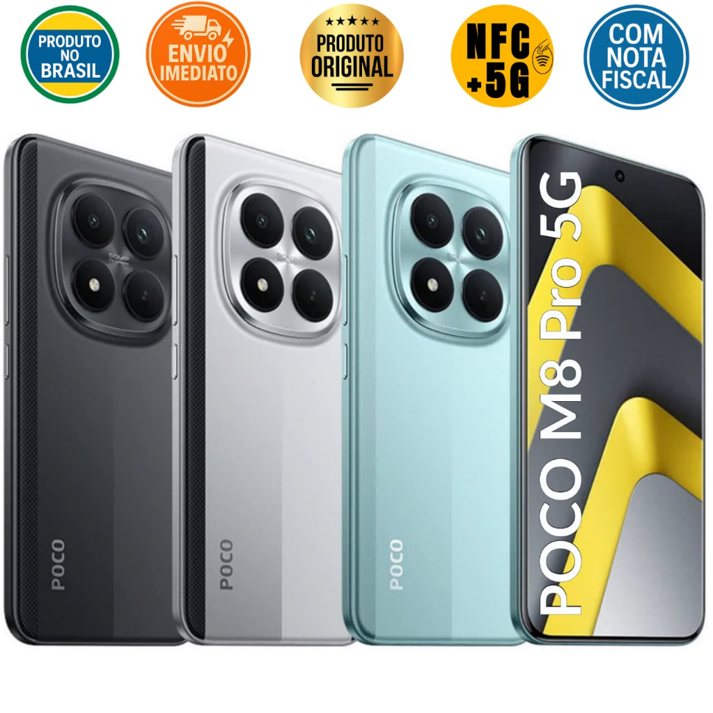 Xiaomi Poco M8 Pro 5G 512g/256g, Tela AMOLED 6.83" 120Hz, NFC, Global, Nota Fisc