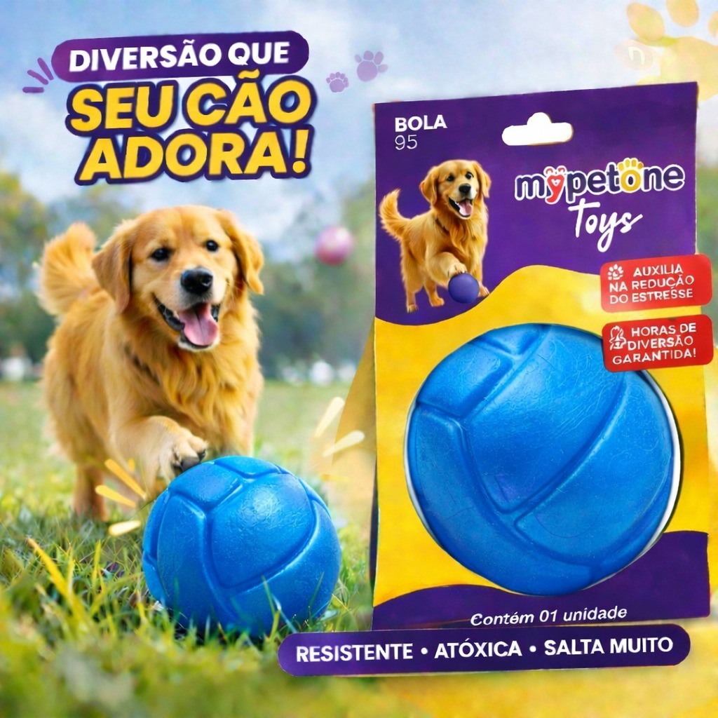 Bola Lisa Maciça Resistente para Cachorro - 75mm 85mm 95mm - Mypetone - Azul